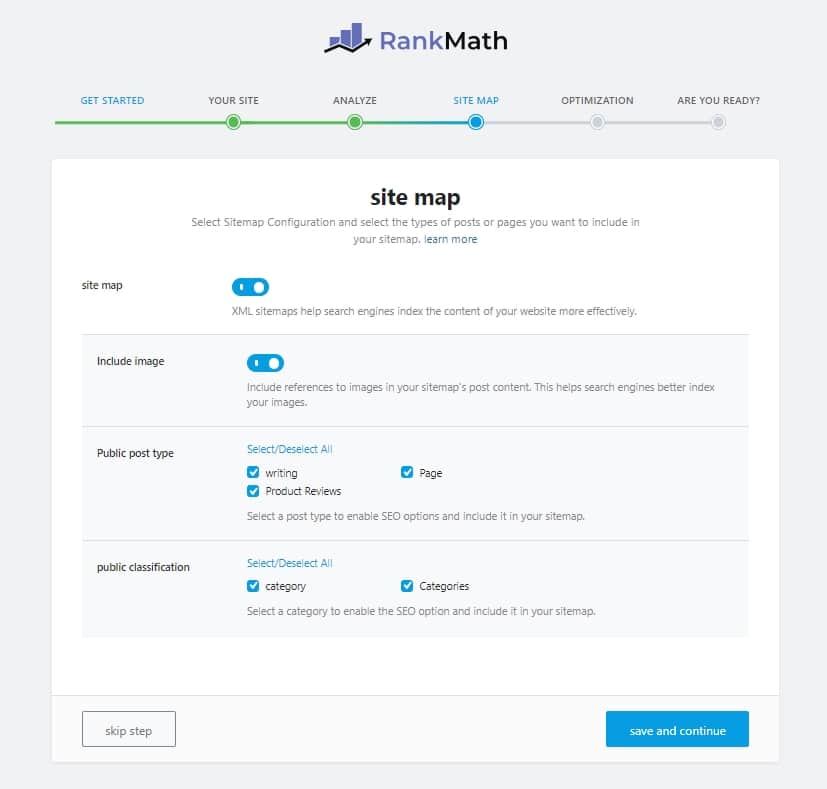Rank Math 사용법(2025년) 18 Rank Math Site map 설치 마법사