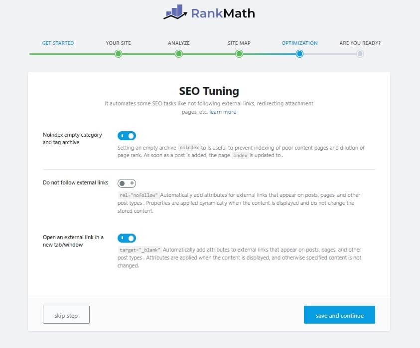 Rank Math 사용법(2025년) 19 Rank Math 설치 마법사 SEO Tuning 설정