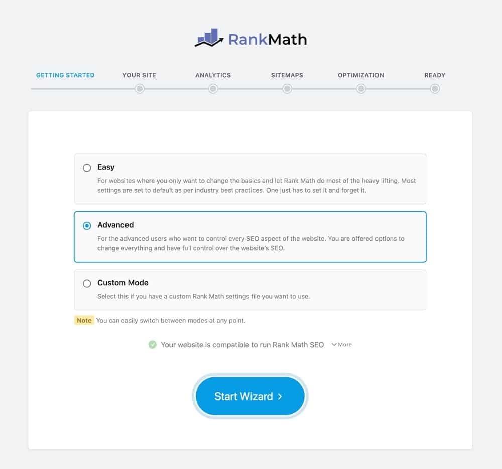 Rank Math 사용법(2025년) 15 Rank Math 설치 마법사 모드 선택